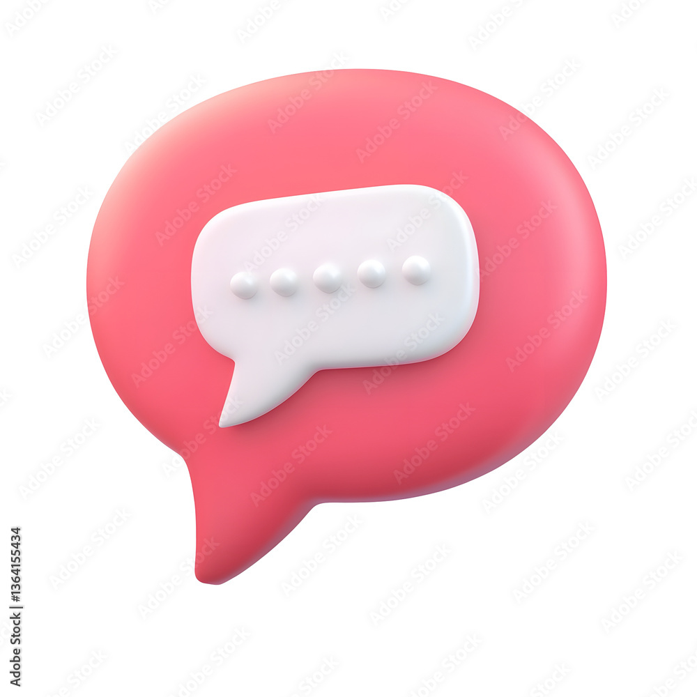 Poster A crisp and detailed 3D render of a symmetrical speech bubble icon with a refined information symbol showcasing a clean and polished UI design concept