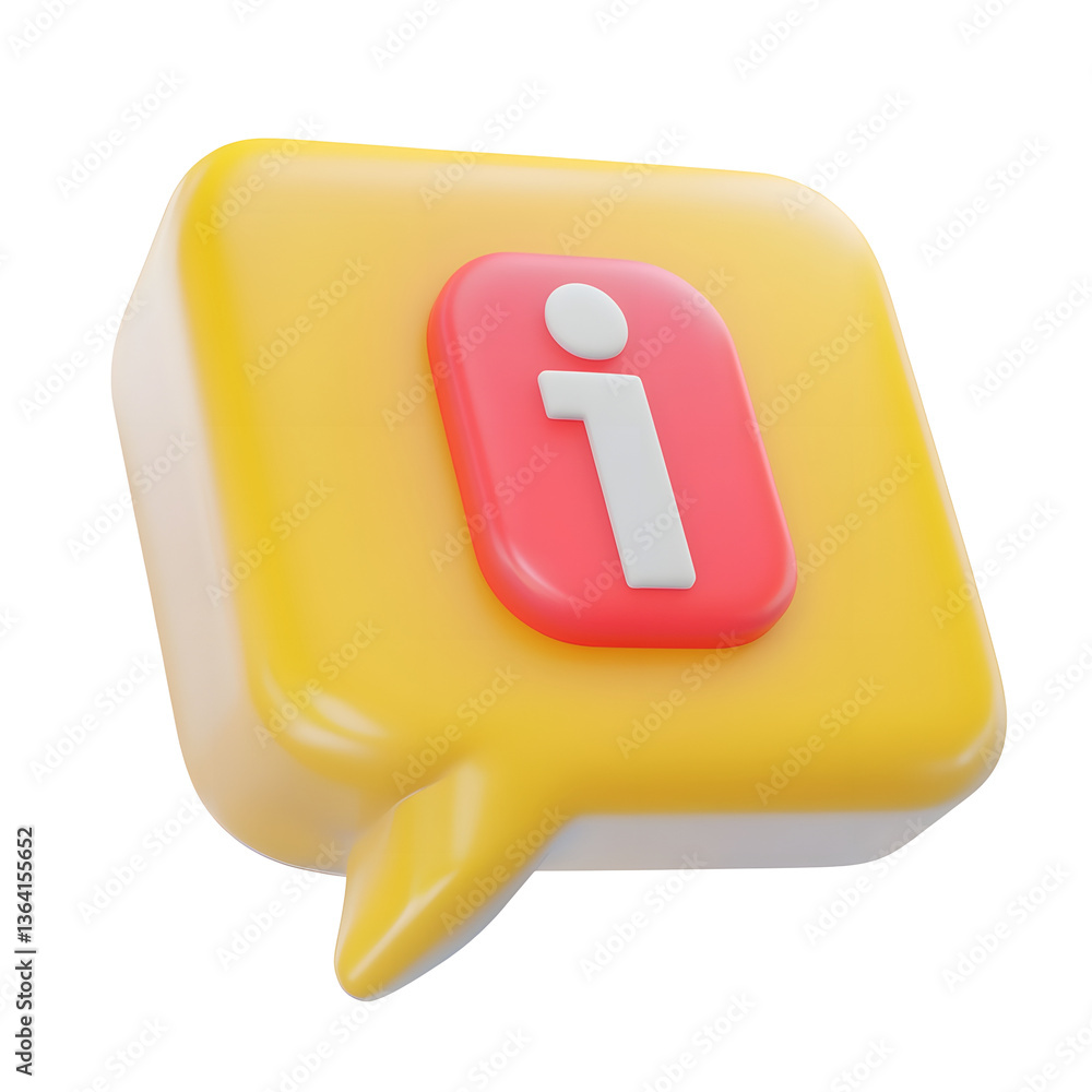 Fototapete 3d rendering of a modern balanced and clean information speech bubble icon with a minimalist aesthet