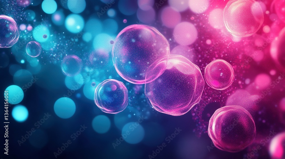 Poster abstract image showing translucent orbs with gradient colors and bokeh