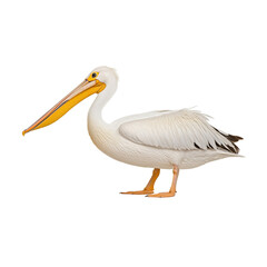 Fototapeta premium majestic white pelican stands gracefully, showcasing its vibrant yellow bill and striking feathers