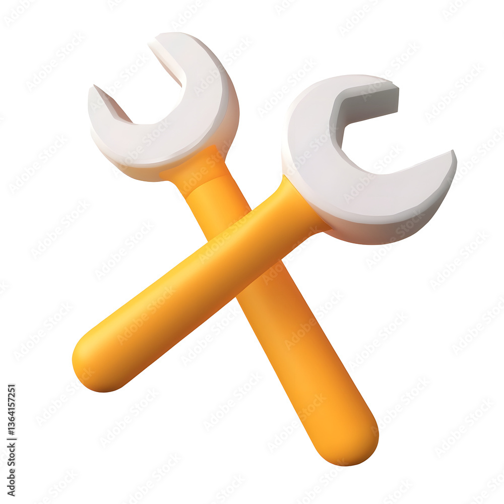 Poster minimalist 3d crossed pencil and wrench icon representing modern design engineering development and 