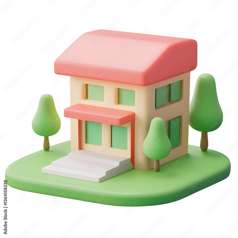 Poster a modern minimalist stylized building icon with a clean geometric design and a balanced structure se