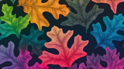 Colorful Oak Leaves Pattern. (11)