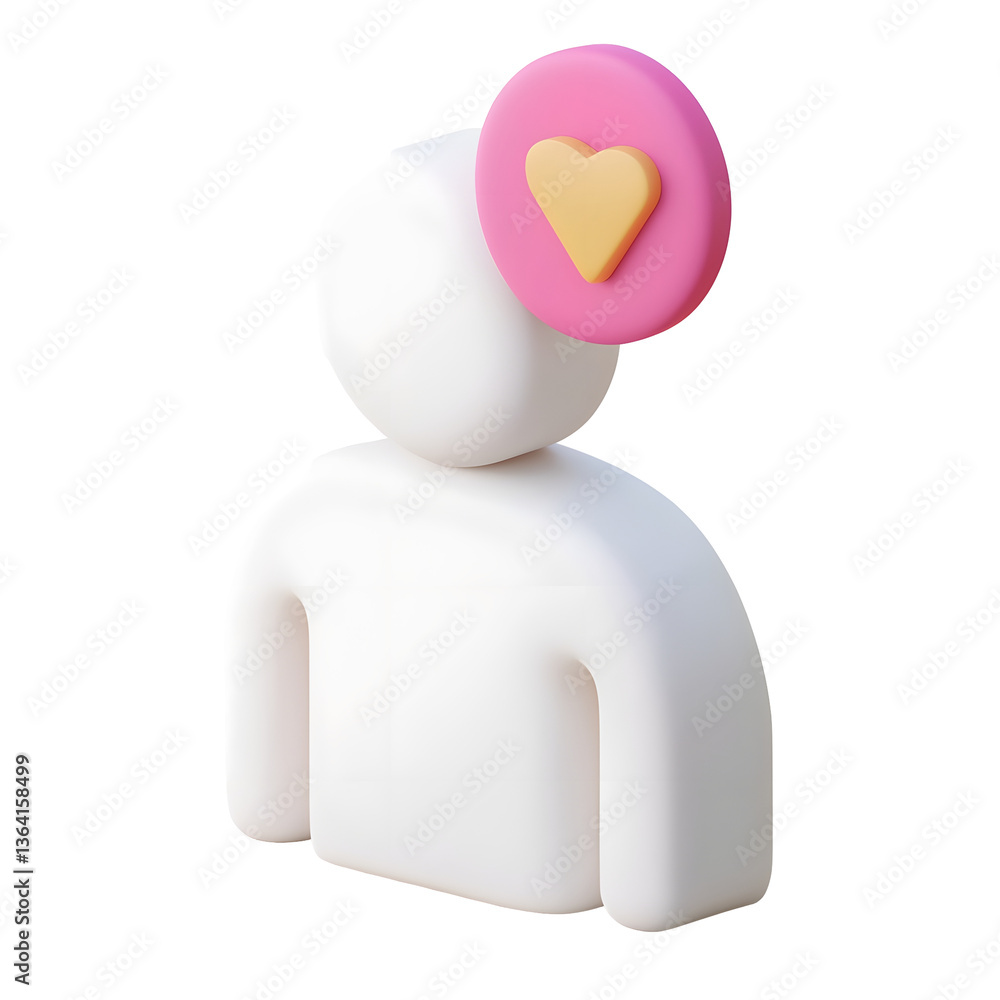 Poster minimalist 3d rendering of an abstract avatar or user profile icon featuring a simple white silhouet
