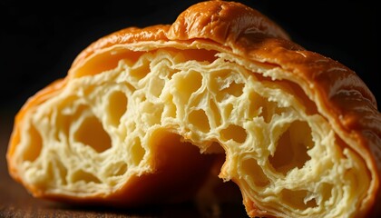 A Cross-Section of a Flaky, Golden-Brown Croissant Delight