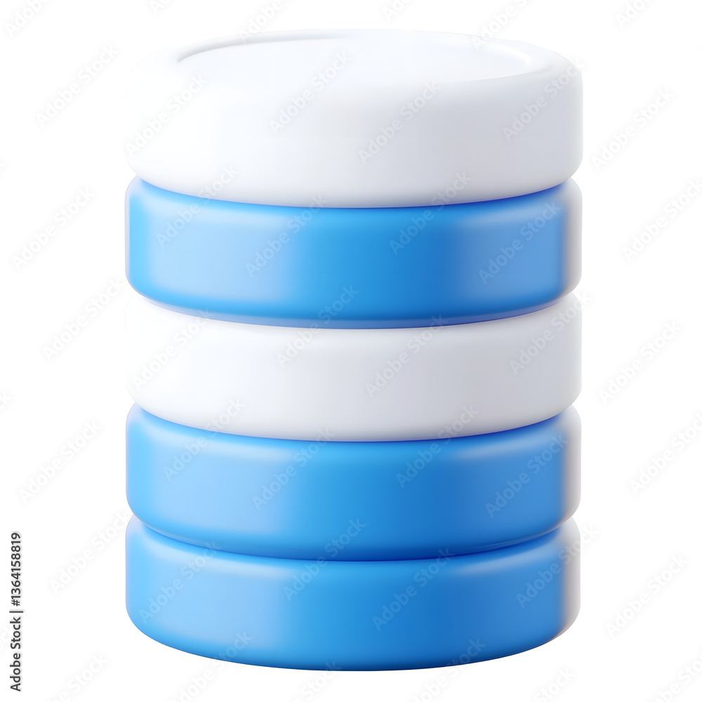 Aufkleber A crisp 3D rendered data storage icon featuring a cylindrical stack with evenly distributed layers showcasing a refined minimalist aesthetic against a clean white background