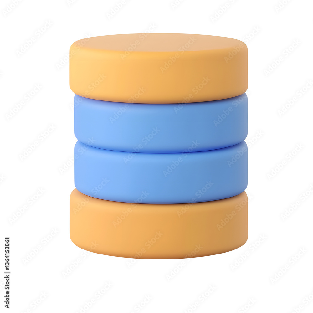 Leinwandbilder A 3D rendered image featuring a stack of smooth evenly spaced cylindrical shapes in contrasting shades of blue and orange creating a minimalist and modern abstract design against a clean