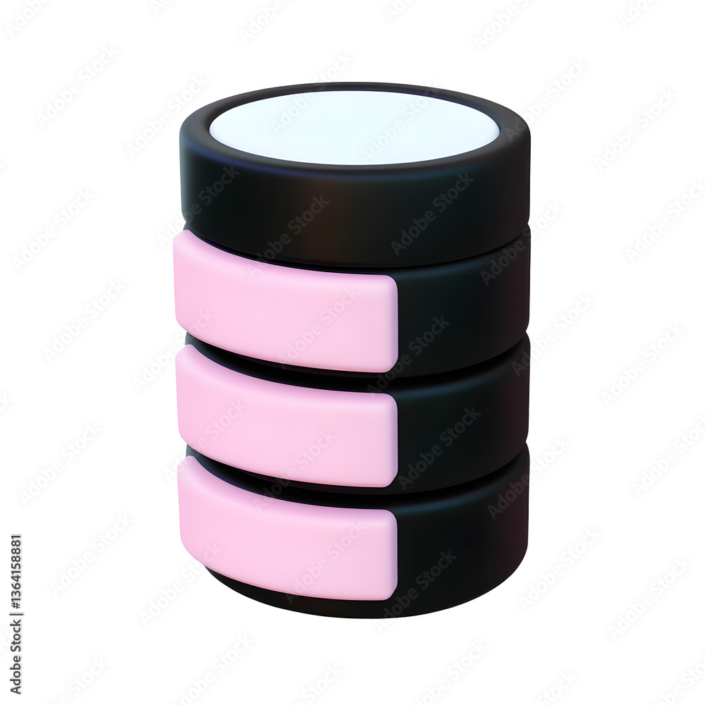 Leinwandbilder A crisp and detailed 3D render of a minimalist and modern cylindrical data storage device with evenly distributed layers showcasing a refined and structured UI aesthetic