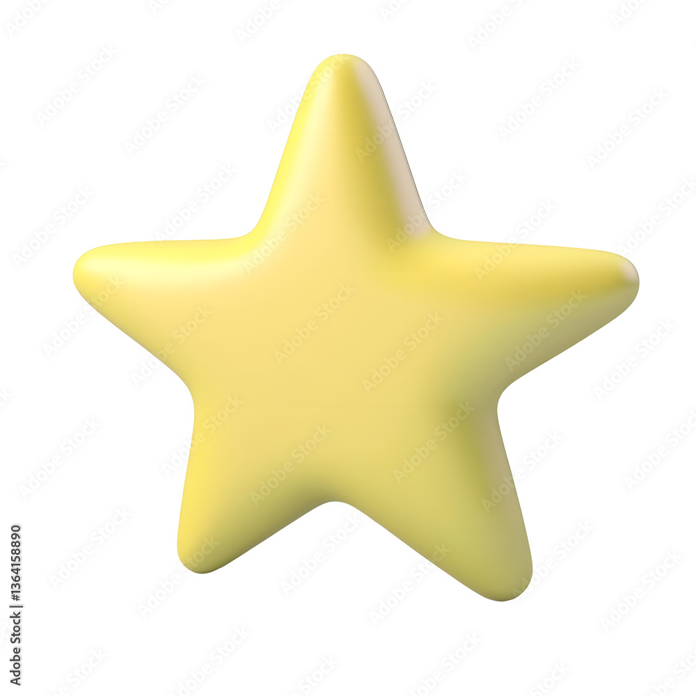 Poster A minimalist 3D rendered star icon with a smooth symmetrical five pointed shape featuring a sleek and professional UI design aesthetic isolated on a clean white background