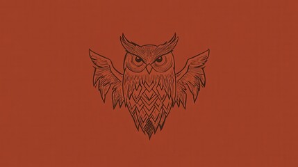 Angry Owl Tattoo Design with Red Background.