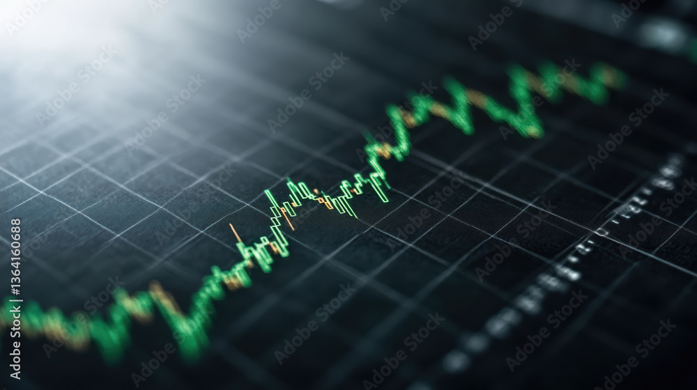 Poster stock index chart displaying fluctuating values, showcasing market trends and volatility