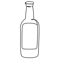 Beer glass bottle one continuous line art drawing