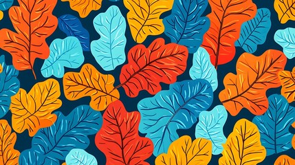 Colorful Autumn Oak Leaves Pattern. (53)