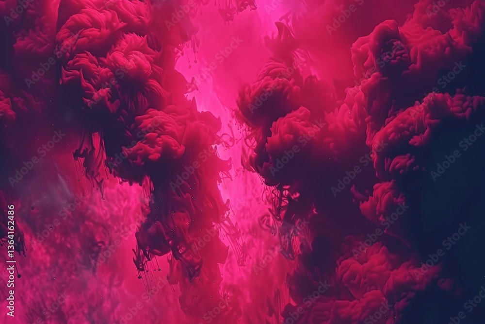 Poster a captivating abstract image featuring swirling clouds of vibrant pink hues, creating a mesmerizing 
