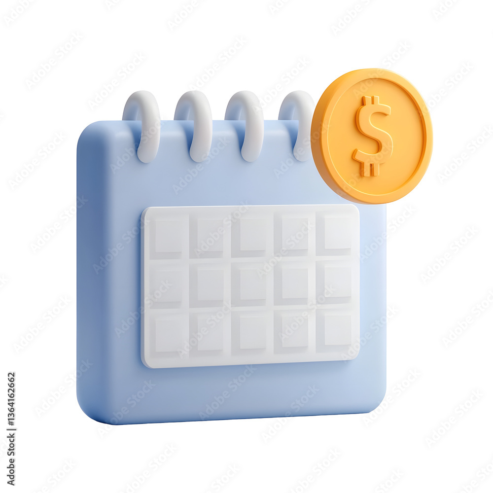 Fototapete a modern minimalist 3d render of a financial calendar icon featuring a structured and smooth calenda