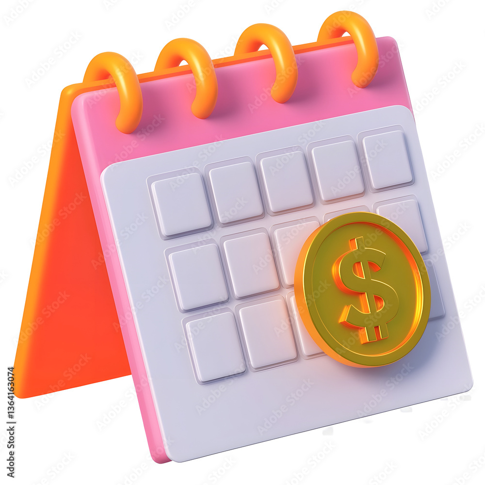 Aufkleber a clean and professional 3d icon featuring a structured financial agenda with a calendar and a highl