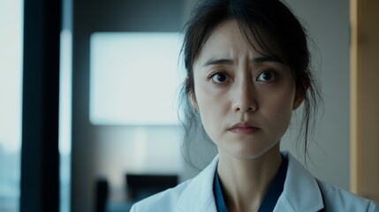 Confident female doctor in white coat, embodying professionalism and trust in healthcare.
