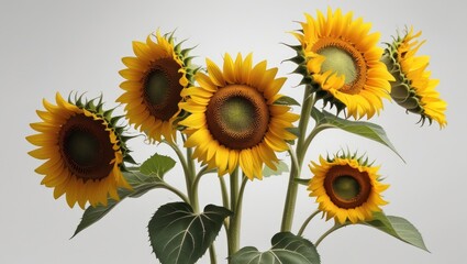 Obraz premium Beautiful Sunflower Isolated White Background