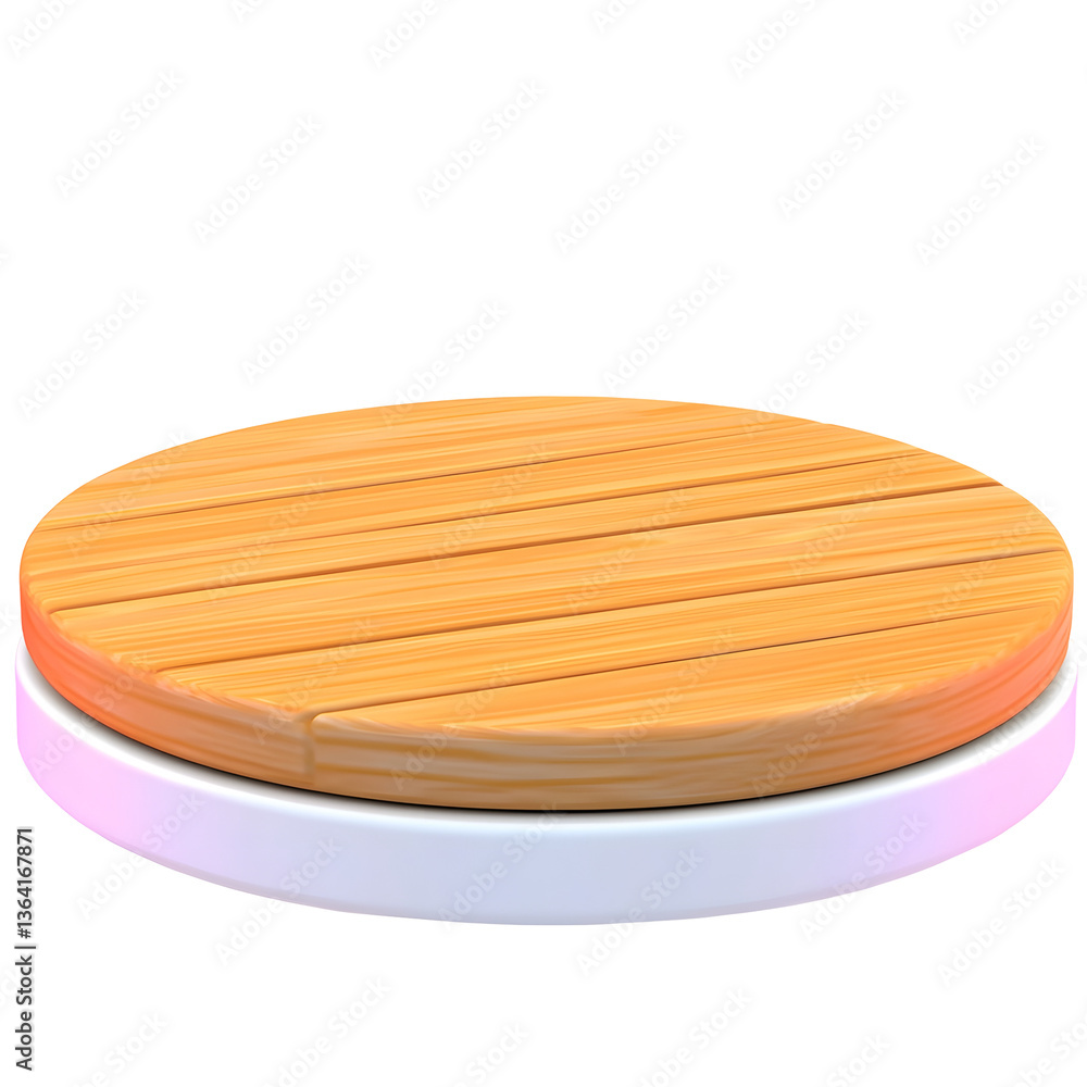Fototapete A simple modern wooden sign or icon mounted on a minimalist white circular platform designed for user interface or digital applications