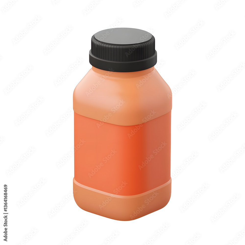 Poster Striking 3D of an orange plastic bottle with a sleek minimalist design and clean lines showcasing a vibrant and contemporary aesthetic