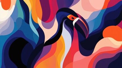 Obraz premium Colorful Toucan Bird Abstract Art with Vibrant Design.