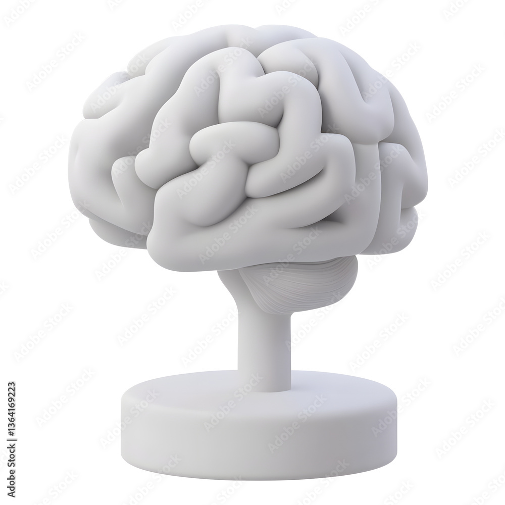 Aufkleber Visually simplified 3D representation of an advanced neural network brain seamlessly merging with clean abstract circuit pathways in an isolated transparent studio setting