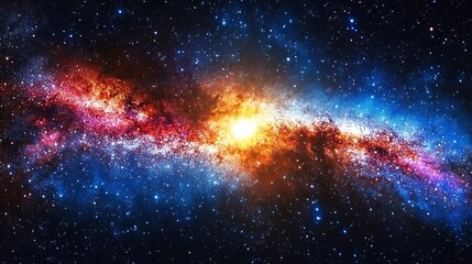 Obraz premium Colorful nebula with bright stars and cosmic dust.