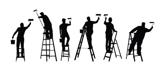 silhouette man ladder paint with stairs © Amir