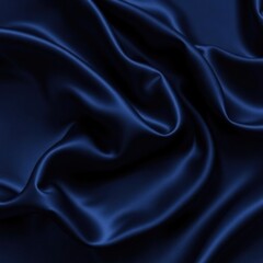 Fototapeta premium Black blue silk satin. Wavy folds. Shiny fabric surface. Elegant navy blye background with space for design.