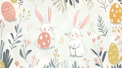 Easter Bunnies  Eggs Pattern. (1)