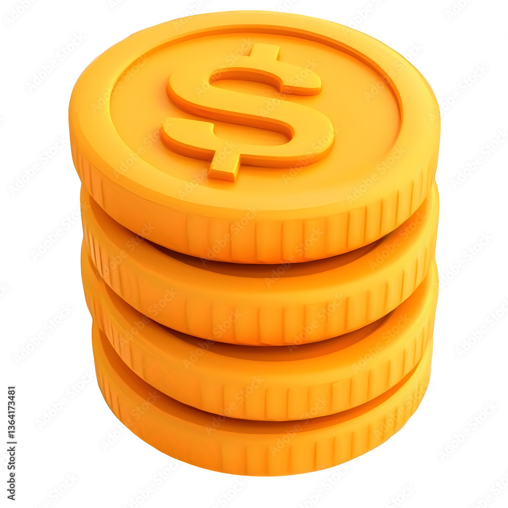 Poster a stack of shiny golden coins with a prominent dollar sign symbol representing financial wealth and 