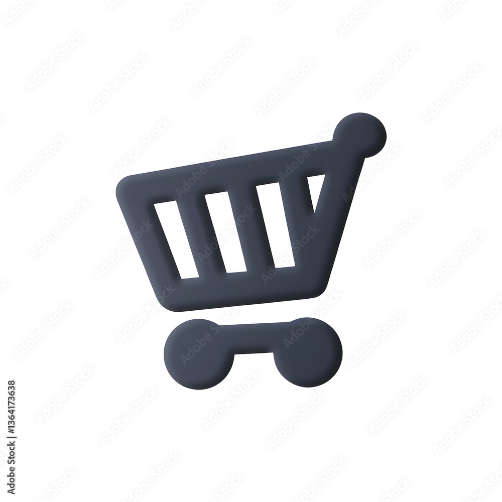 Poster A simple line art shopping cart icon with a clicking cursor designed for clean and modern e commerce website user interfaces