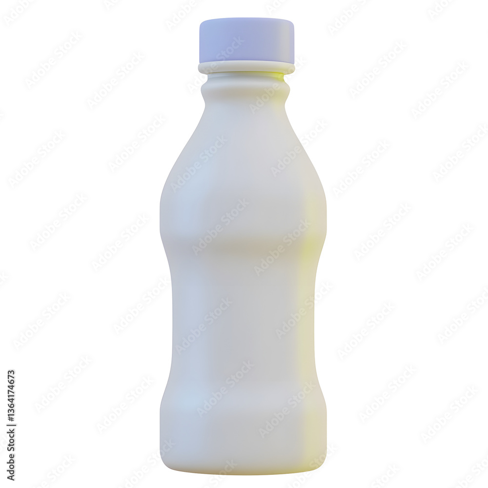Poster A minimalist transparent 3D rendering of a white plastic water bottle with a cap presented in a medium shot for use as a web UI icon or design element