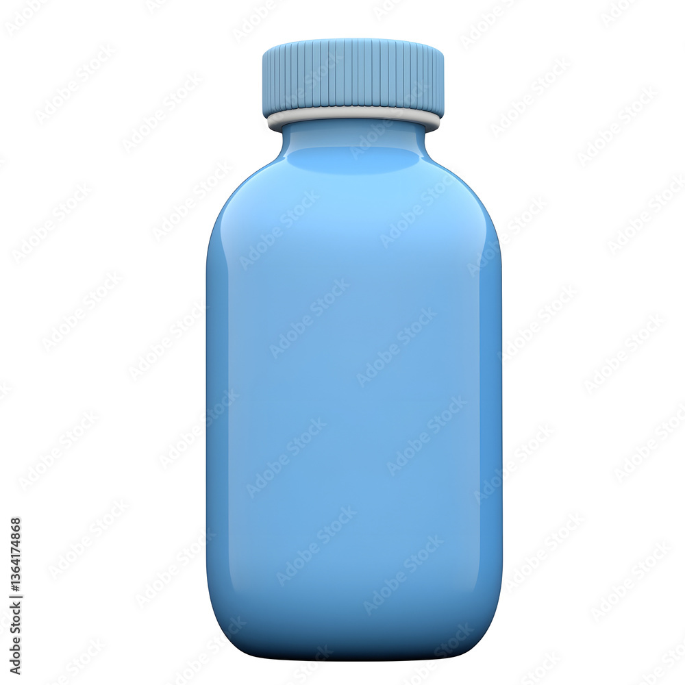 Poster Minimalist 3D rendering of a simple blue water bottle icon with a transparent background designed for website and digital interface applications