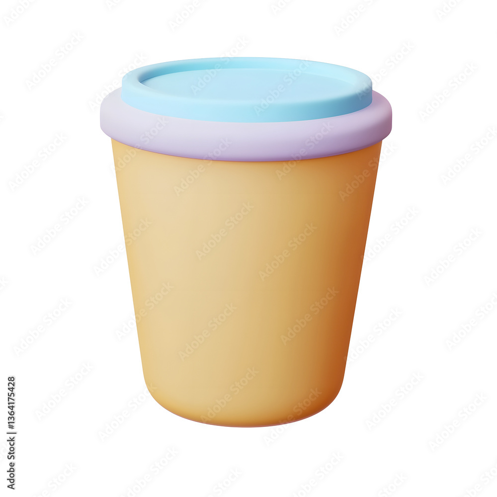 Poster A 3D of a simple modern paper cup design in pastel colors portrayed as a clean minimalistic website UI icon on a white background
