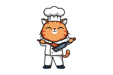 Cute Chef Cat Character Illustration
