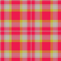 Metallic Pinkish Red and Iridescent Greyish Seamless Tartan Textile Design