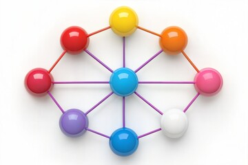 Fototapeta premium Colorful Molecular Network of Spheres with Metal Rods