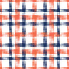 Vivid White Seamless Tartan with Vivid Orange Pink accents Textile Design