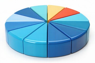 Colorful 3D Pie Chart Model with Blue, Yellow, and Red Segments