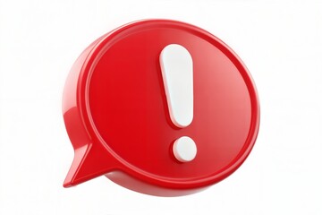 Red Speech Bubble with White Exclamation Mark for Alerts