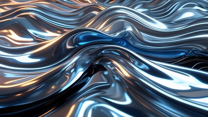 Fototapeta premium Background 3D Silver and Black Fluid Waves