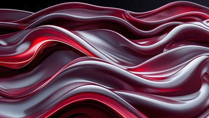 Obraz premium Background 3D Red and Silver Fluid Waves