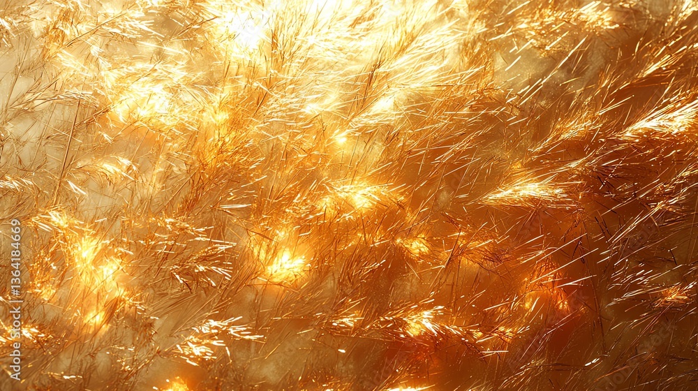 Poster golden fiber texture with sparkling bokeh lights elegant abstract background