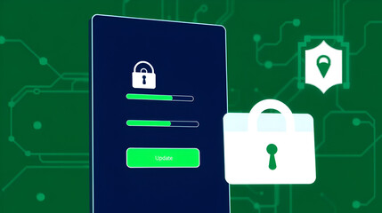 Update software application upgrade technology concept. Software update or Operating system, patch update, updating progress bar, Install app patch, new version, Improved security, program downloading