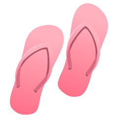 illustration of pink flip-flop sandals, perfect for summer vacations, beach outings, and casual tropical fashion