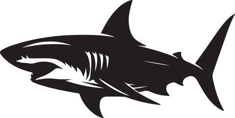 Obraz premium shark vector illustration, shark icon silhouette design vector art