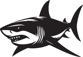 Obraz premium shark vector illustration, shark icon silhouette design vector art