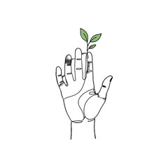 Hand holding a plant