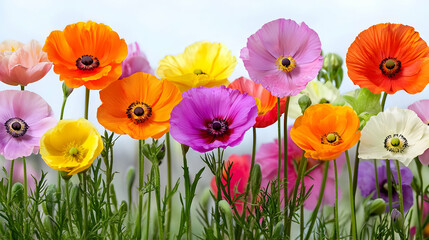 Fototapeta premium Colorful Poppies In A Garden